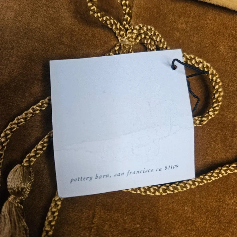 Pottery Barn Amber Velvet Wine Bag Gold Tassel Drawstring‎ Gift Wrap NWT